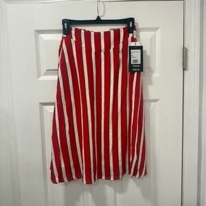 Modcloth Collectif Ornella Yacht Red White Midi Skirt XS Bold Vertical Stripes 4